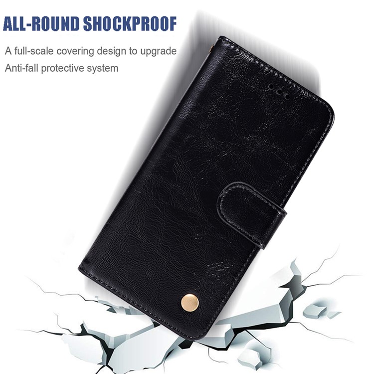 Premium Vintage Leather Wallet Phone Case with Lanyard for Apple iPhone (2019) 6.1-inch - Black-7