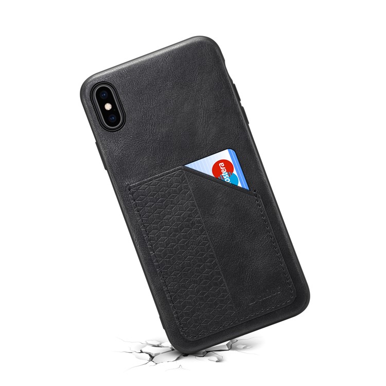 PU Leather Coated TPU Case with Card Slot for iPhone XS Max 6.5 inch - Black-5