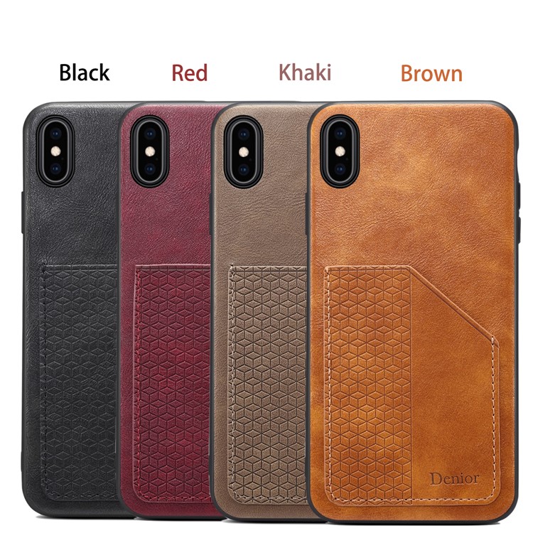 PU Leather Coated TPU Case with Card Slot for iPhone XS Max 6.5 inch - Black-6