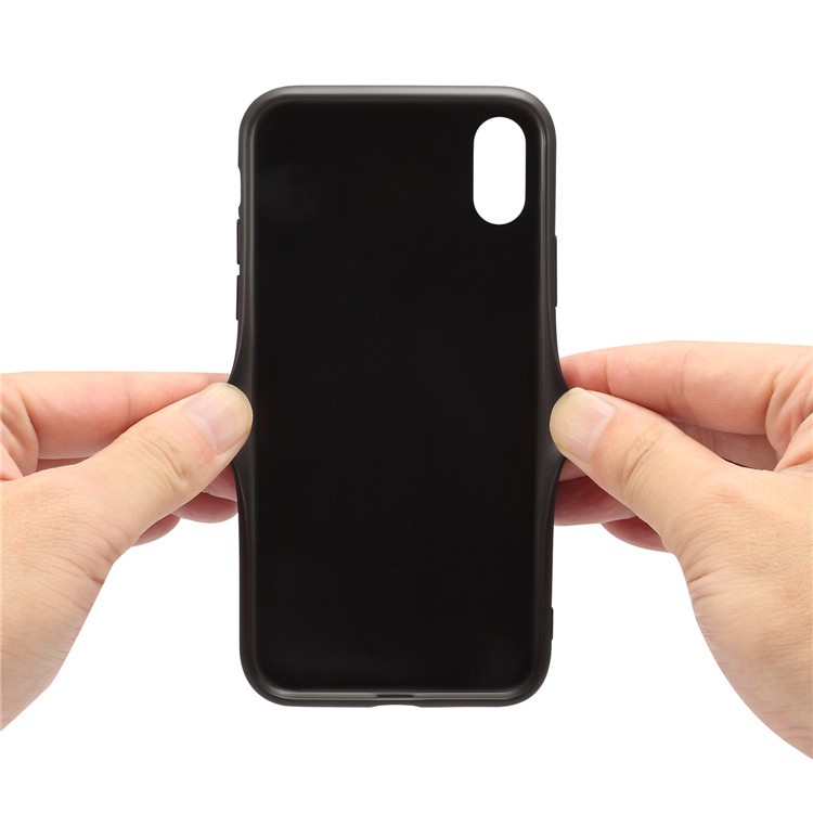 PU Leather Coated TPU Case with Card Slot for iPhone XS / X - Black-4