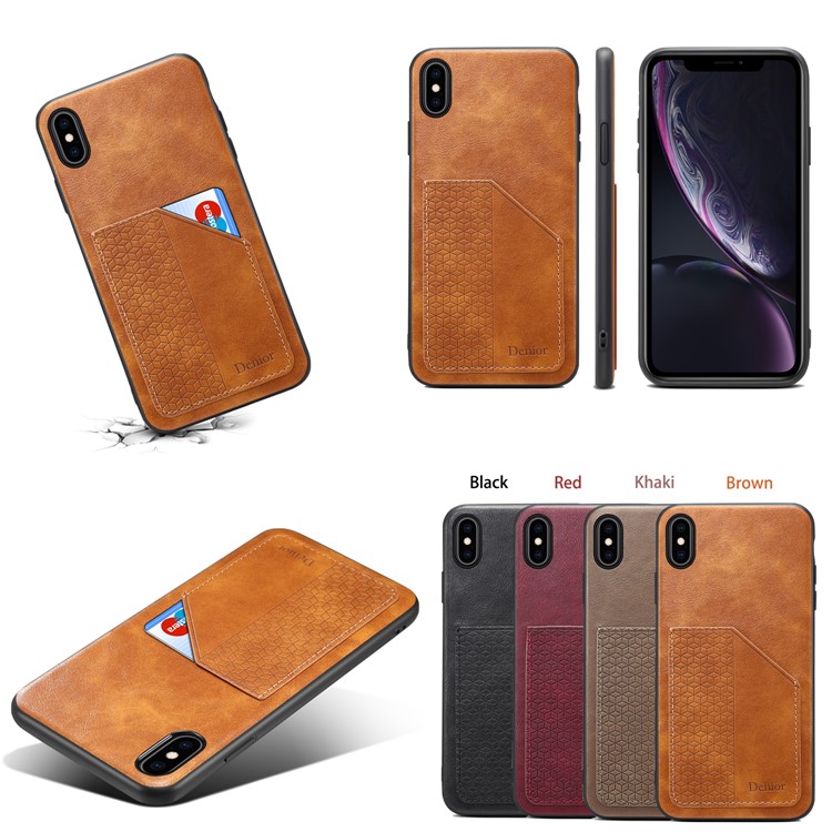 PU Leather Coated TPU Case with Card Slot for iPhone XS / X - Black-7