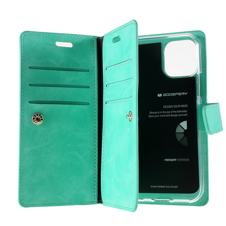 MERCURY GOOSPERY Mansoor Wallet Diary Leather Cover Protection Phone Case for iPhone 11 6.1 inch (2019) - Cyan-11