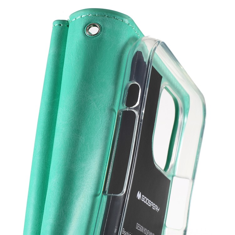 MERCURY GOOSPERY Mansoor Wallet Diary Leather Cover Protection Phone Case for iPhone 11 6.1 inch (2019) - Cyan-15