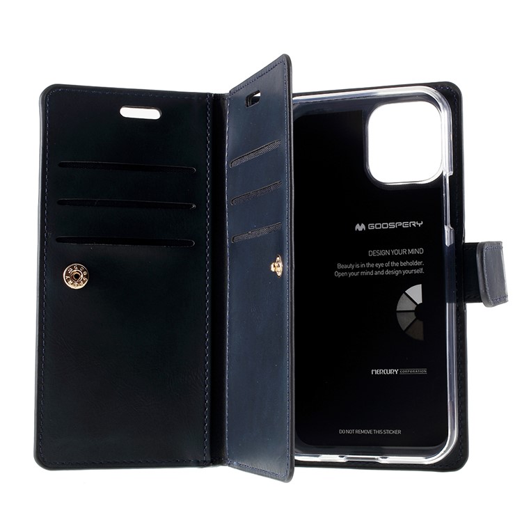 MERCURY GOOSPERY Mansoor Wallet Diary Leather Cover Protection Phone Case for iPhone 11 6.1 inch (2019) - Dark Blue-6