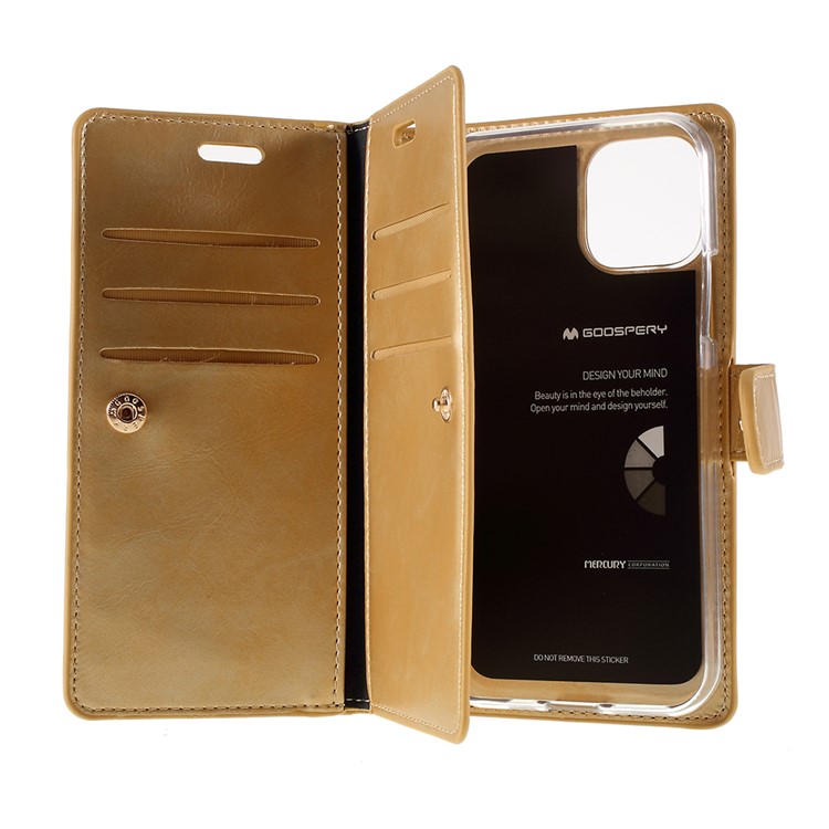 MERCURY GOOSPERY Mansoor Wallet Diary Leather Cover Protection Phone Case for iPhone 11 6.1 inch (2019) - Gold-6