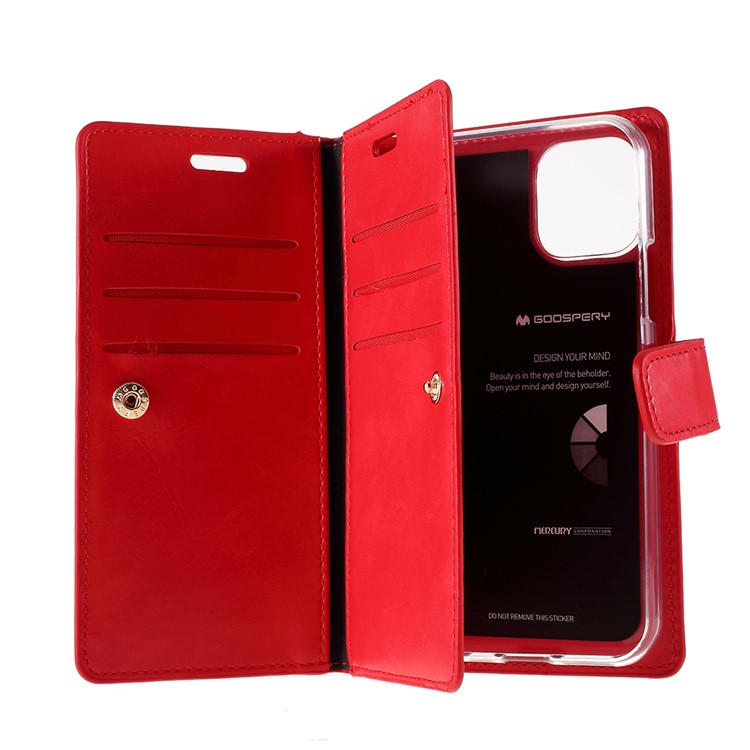 MERCURY GOOSPERY Mansoor Wallet Diary Leather Cover Protection Phone Case for iPhone 11 6.1 inch (2019) - Red-6