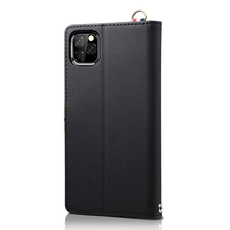 Vintage Leather Phone Shell with Strap for iPhone (2019) 6.1-inch - Black-3