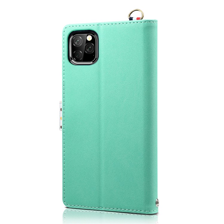 Custodia In Pelle Vintage Con Cinturino Per Iphone (2019) Da 6,1 Pollici - Ciano-2