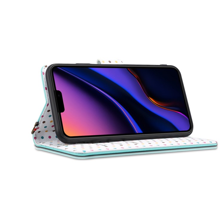 Custodia In Pelle Vintage Con Cinturino Per Iphone (2019) Da 6,1 Pollici - Ciano-3