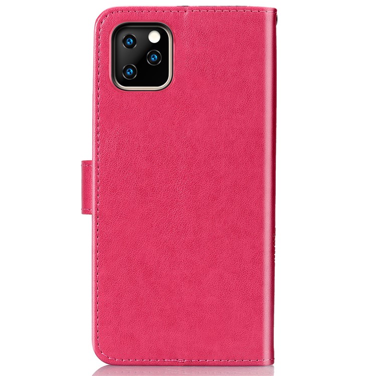 Imprint Clover Pattern Leather Wallet Case for iPhone (2019) 5.8-inch - Rose-3