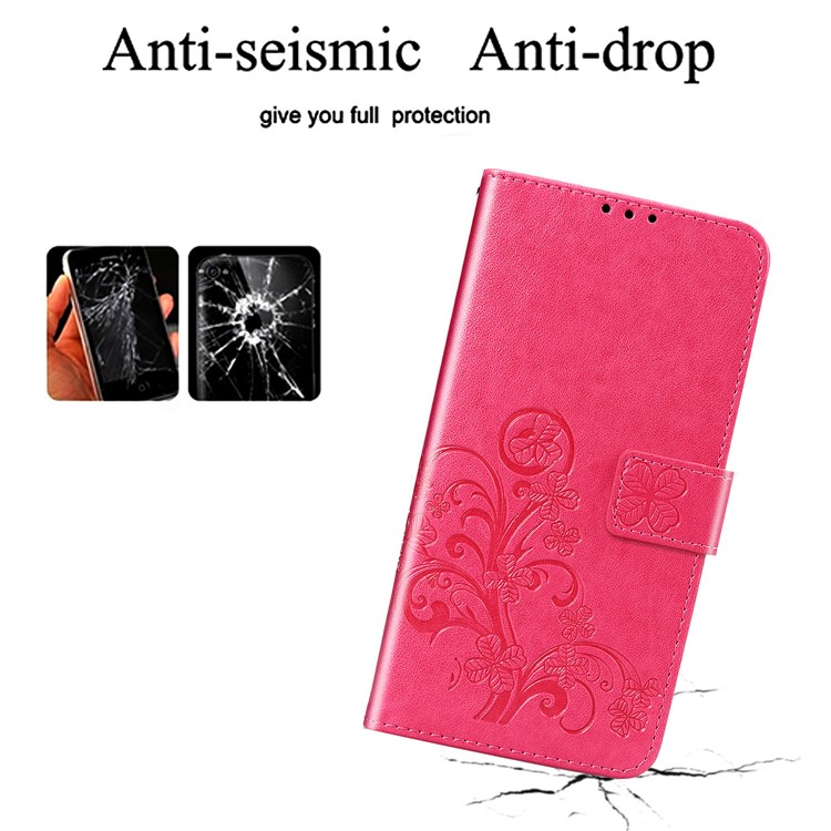 Imprint Clover Pattern Leather Wallet Case for iPhone (2019) 5.8-inch - Rose-7