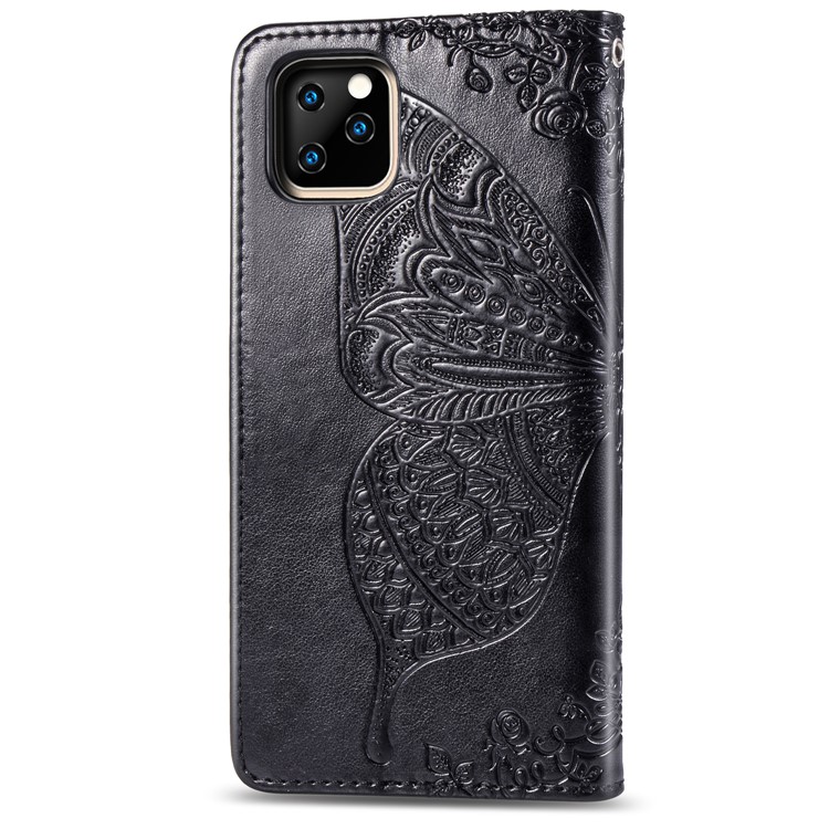 Imprint Butterfly Leather Phone Cover Wallet Case for Apple iPhone (2019) 6.1-inch - Black-3