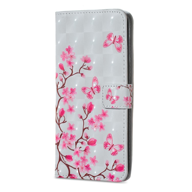 Light Spot Decor Pattern Printing Leather Wallet Shell for iPhone (2019) 5.8-inch - Flowers and Butterflies-3