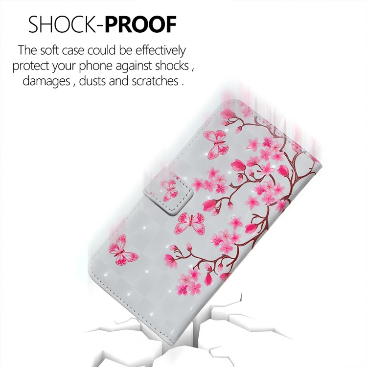 Light Spot Decor Pattern Printing Leather Wallet Shell for iPhone (2019) 5.8-inch - Flowers and Butterflies-4