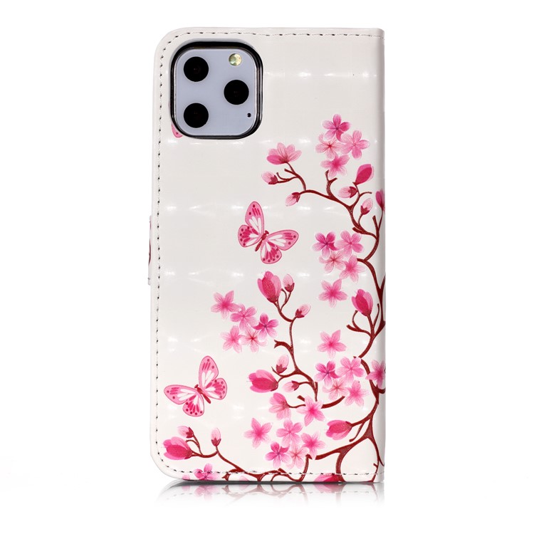 Light Spot Decor Pattern Printing Leather Wallet Shell for iPhone (2019) 5.8-inch - Flowers and Butterflies-6