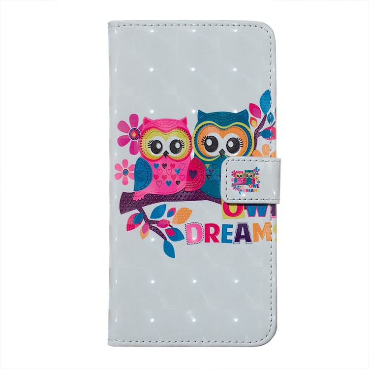 3D Spot Decor Embossment Pattern Leather Wallet Phone Shell for iPhone (2019) 6.5-inch - Couple Owls-2