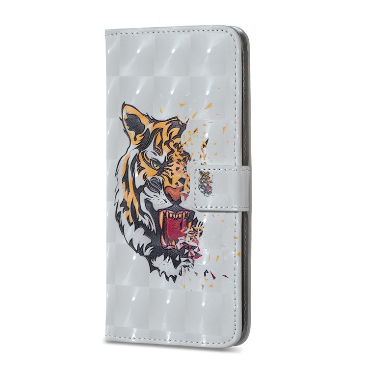 3D Spot Decor Embossment Pattern Leather Wallet Phone Shell for iPhone 11 Pro Max 6.5 inch (2019) - Tiger-3