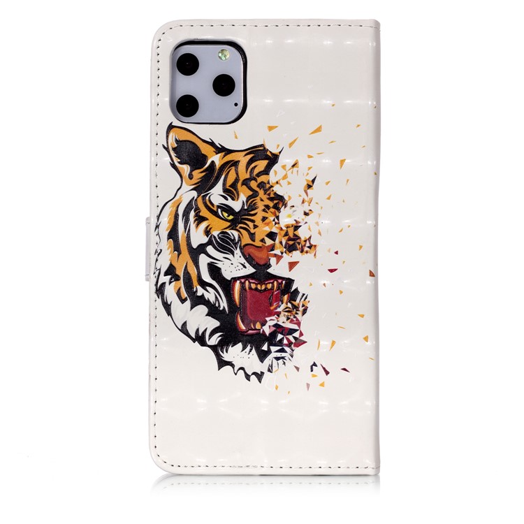 3D Spot Decor Embossment Pattern Leather Wallet Phone Shell for iPhone 11 Pro Max 6.5 inch (2019) - Tiger-6