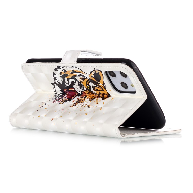 3D Spot Decor Embossment Pattern Leather Wallet Phone Shell for iPhone 11 Pro Max 6.5 inch (2019) - Tiger-7