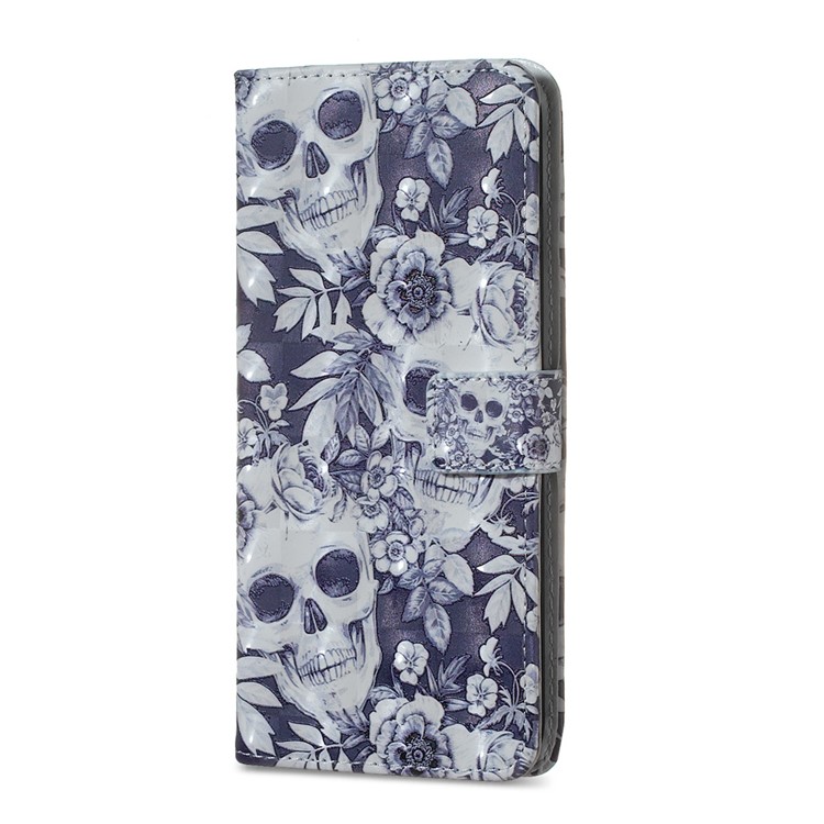 3D Spot Decor Embossment Pattern Leather Wallet Phone Shell for iPhone 11 Pro Max 6.5 inch (2019) - Skull-3