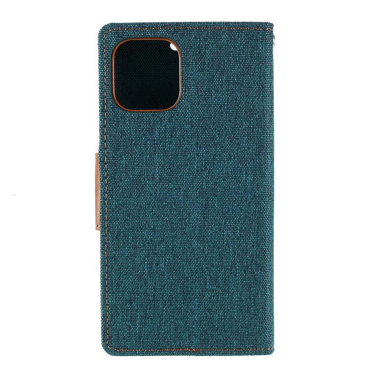 MERCURY GOOSPERY Canvas Diary Leather Wallet Case with Stand Cover for iPhone 11 6.1 inch (2019) - Green-4