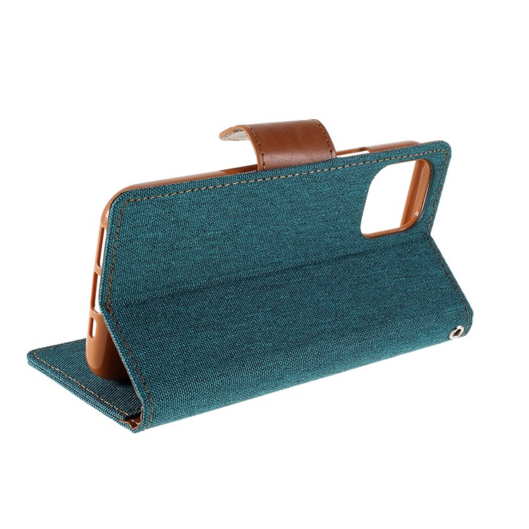 MERCURY GOOSPERY Canvas Diary Leather Wallet Case with Stand Cover for iPhone 11 6.1 inch (2019) - Green-6