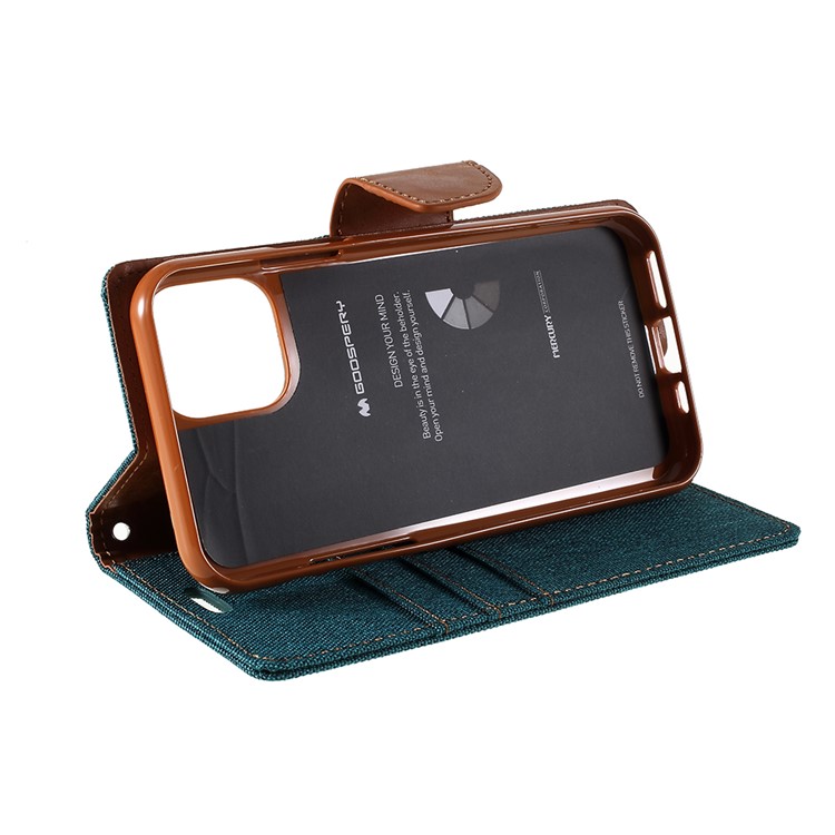 MERCURY GOOSPERY Canvas Diary Leather Wallet Case with Stand Cover for iPhone 11 6.1 inch (2019) - Green-7