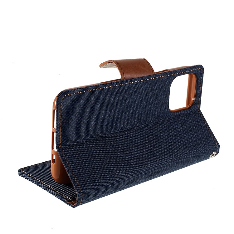 MERCURY GOOSPERY Canvas Diary Leather Wallet Case with Stand Cover for iPhone 11 6.1 inch (2019) - Dark Blue-6