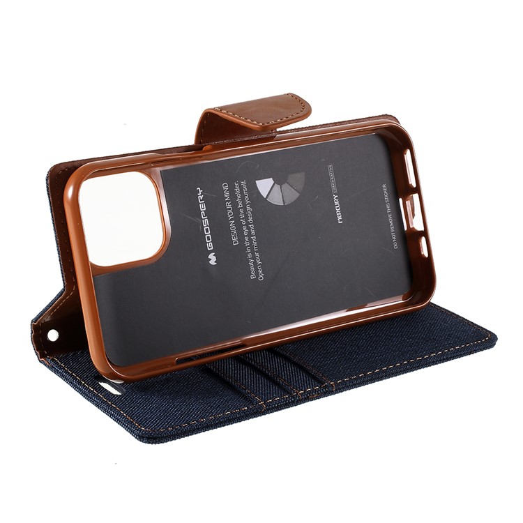 MERCURY GOOSPERY Canvas Diary Leather Wallet Case with Stand Cover for iPhone 11 6.1 inch (2019) - Dark Blue-7