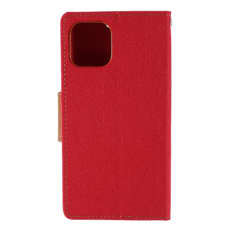 MERCURY GOOSPERY Canvas Diary Leather Wallet Case with Stand Cover for iPhone 11 6.1 inch (2019) - Red-4