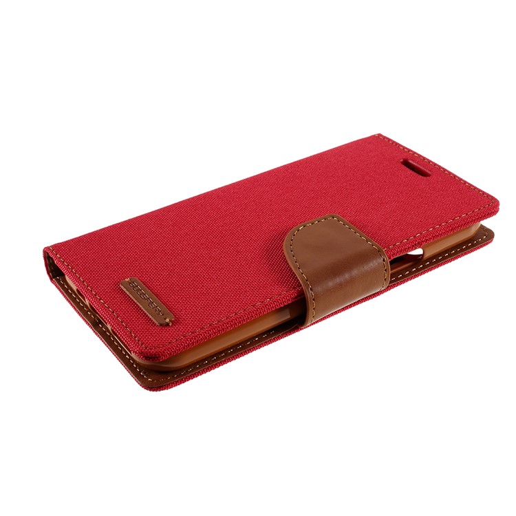MERCURY GOOSPERY Canvas Diary Leather Wallet Case with Stand Cover for iPhone 11 6.1 inch (2019) - Red-5