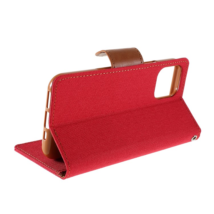 MERCURY GOOSPERY Canvas Diary Leather Wallet Case with Stand Cover for iPhone 11 6.1 inch (2019) - Red-6