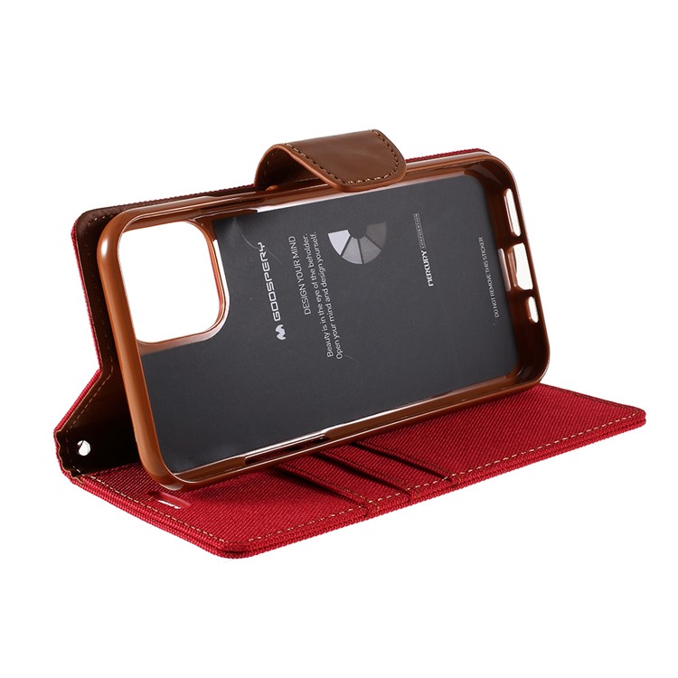 MERCURY GOOSPERY Canvas Diary Leather Wallet Case with Stand Cover for iPhone 11 6.1 inch (2019) - Red-7