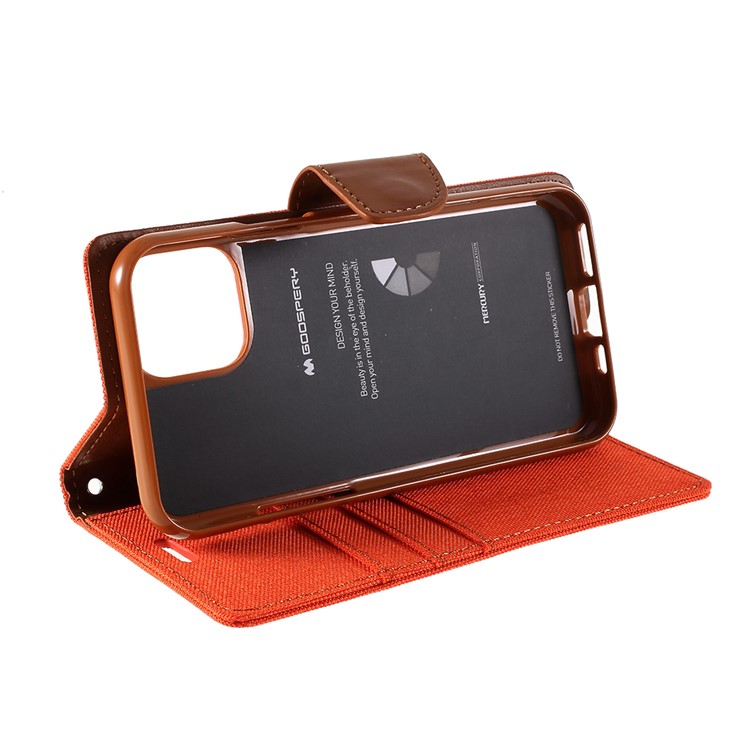 MERCURY GOOSPERY Canvas Leder Brieftasche Für Das IPhone (2019) 6,5-Zoll - Orange-7