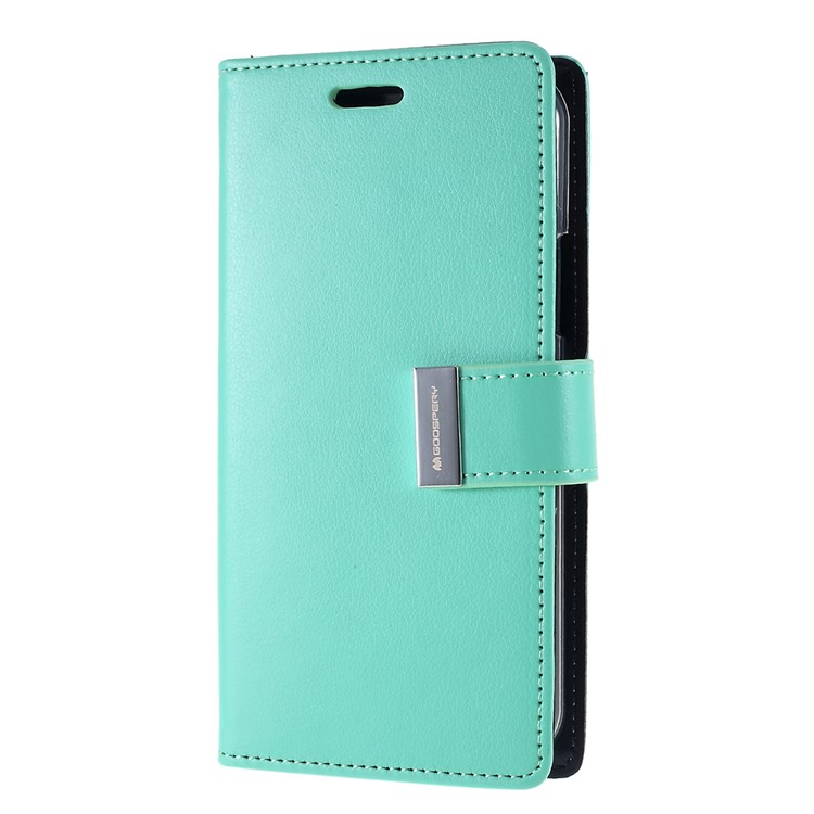 MERCURY GOOSPERY Rico Diário Carteira De Couro Capa Protetora Shell Telefone Para O Iphone (2019) 5.8 Polegadas - Ciano-2