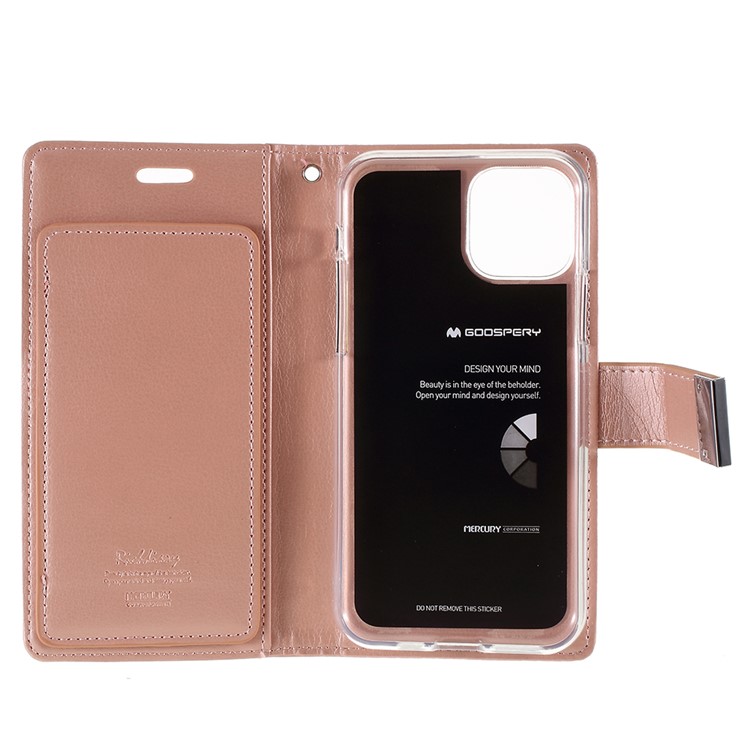 MERCURY GOOSPERY Rico Diário Couro Carteira Capa Protetora Telefone Shell Para Iphone (2019) 5,8 Polegadas - Rosa Ouro-5