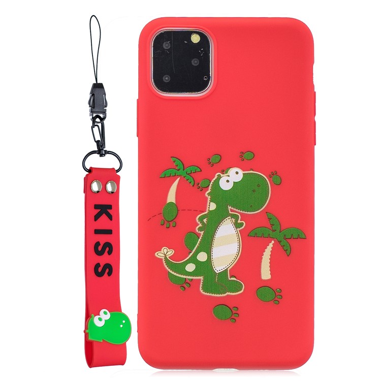 Pattern Printing TPU + Gel Phone Case with Silicone Strap for iPhone 11 Pro Max 6.5 inch (2019) - Red-1
