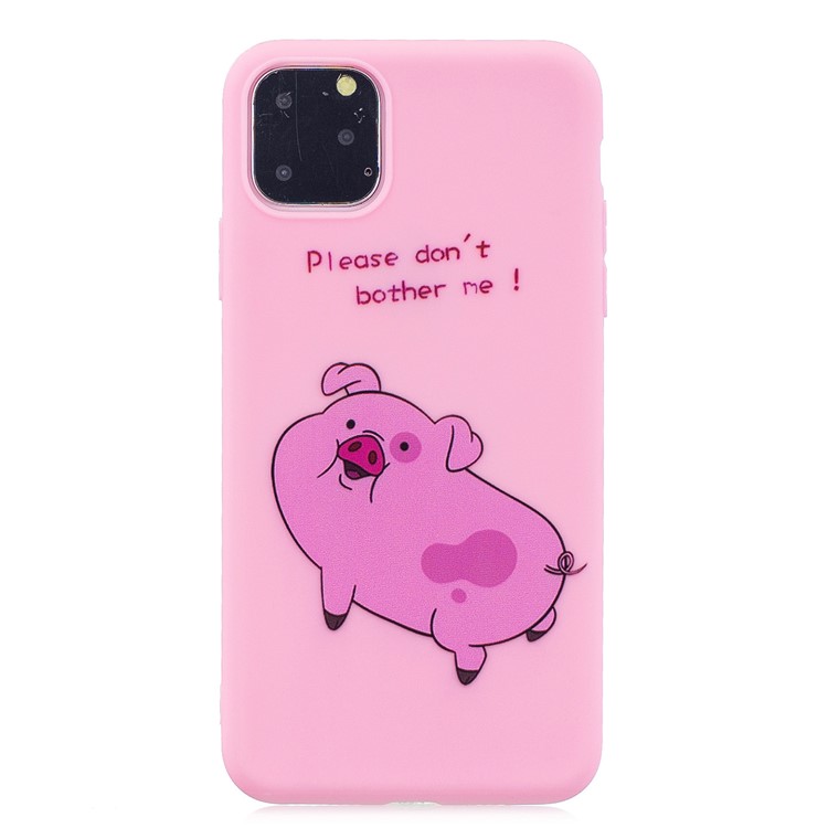 Padrão De Impressão TPU + Gel Phone Case Com Alça De Silicone Para O Iphone (2019) De 6,5 Polegadas - Rosa Escuro-2