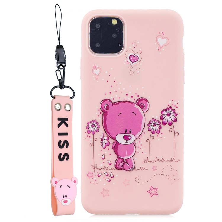 Funda Para Teléfono TPU + Gel Estampado Con Correa De Silicona Para Iphone (2019) 6.5 Pulgadas - Rosa Claro-1