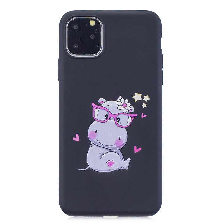Carcasa Trasera De TPU Suave Con Estampado De Patrones Y Correa Práctica Para Iphone (2019) De 6.1 Pulgadas - Negro-2