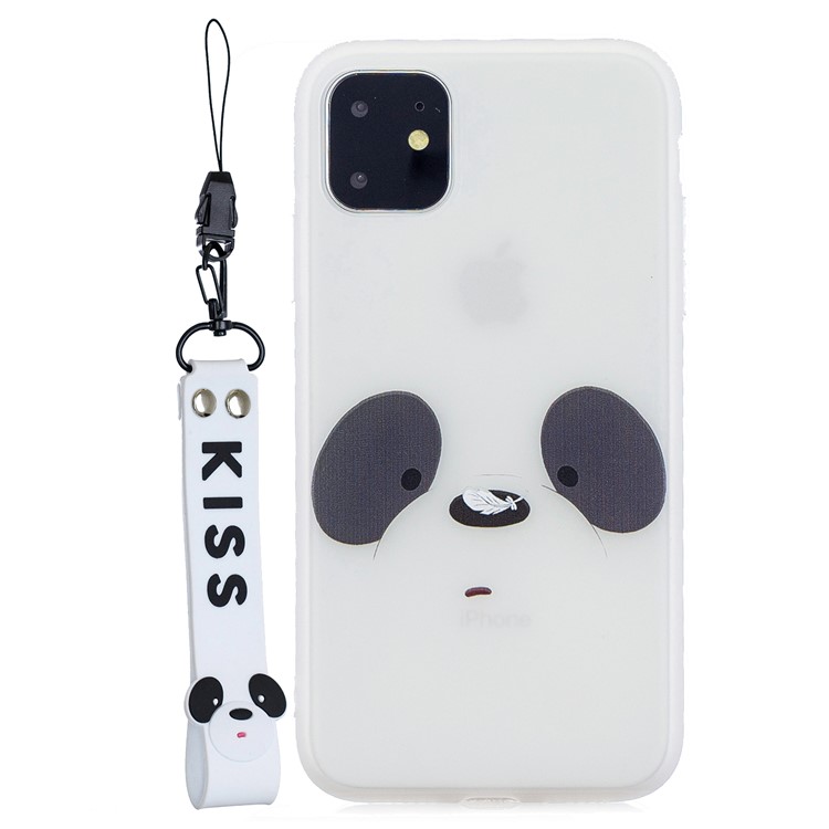 Pattern Printing Soft TPU Back Shell with Handy Strap for iPhone 11 6.1-inch (2019) - White-1