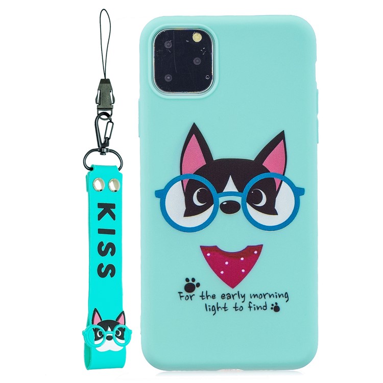 Pattern Printing Soft TPU Back Shell with Handy Strap for iPhone 11 6.1-inch (2019) - Baby Blue-1