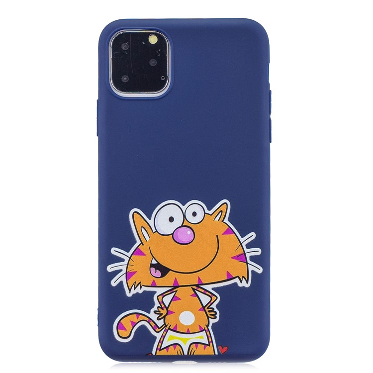Carcasa Trasera De TPU Suave Con Estampado De Patrones Y Correa Práctica Para Iphone (2019) De 6.1 Pulgadas - Azul Oscuro-2