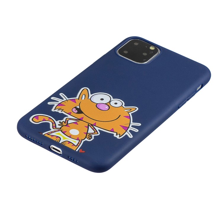 Carcasa Trasera De TPU Suave Con Estampado De Patrones Y Correa Práctica Para Iphone (2019) De 6.1 Pulgadas - Azul Oscuro-3
