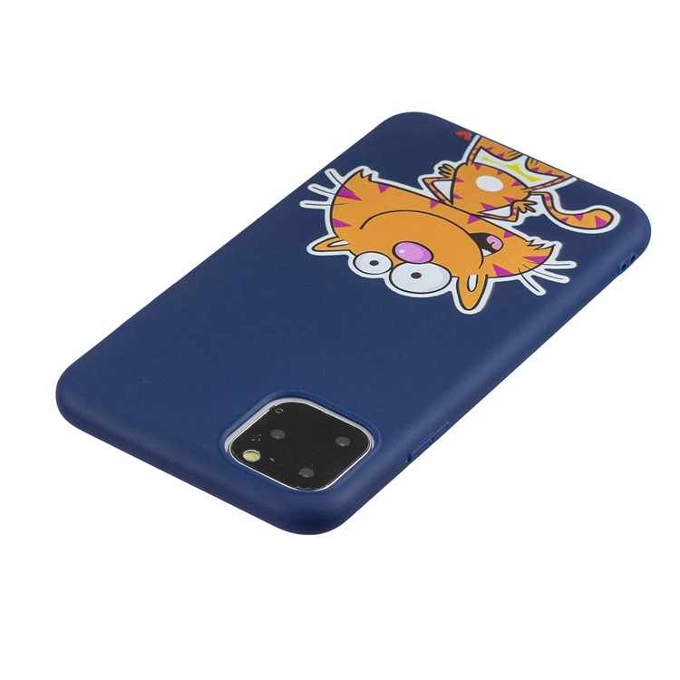 Carcasa Trasera De TPU Suave Con Estampado De Patrones Y Correa Práctica Para Iphone (2019) De 6.1 Pulgadas - Azul Oscuro-4