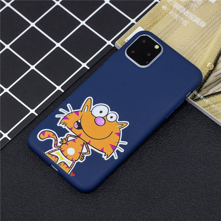 Carcasa Trasera De TPU Suave Con Estampado De Patrones Y Correa Práctica Para Iphone (2019) De 6.1 Pulgadas - Azul Oscuro-6