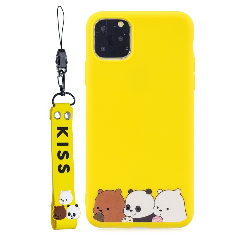 Pattern Printing Soft TPU Back Shell with Handy Strap for iPhone 11 Pro 5.8-inch (2019) - Yellow-1