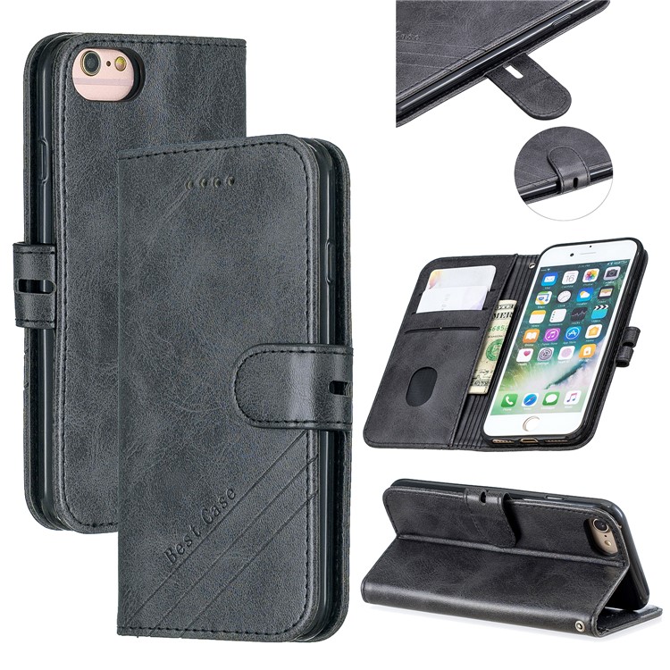 Leather Stand Case with Wallet Shell for iPhone 6/6s/7/8 4.7-inch - Black