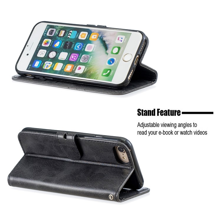 Lederner Standplatzfall Mit Mappenoberteil Für Iphone 6 / 6s / 7/8 4.7 Zoll - Schwarz-6