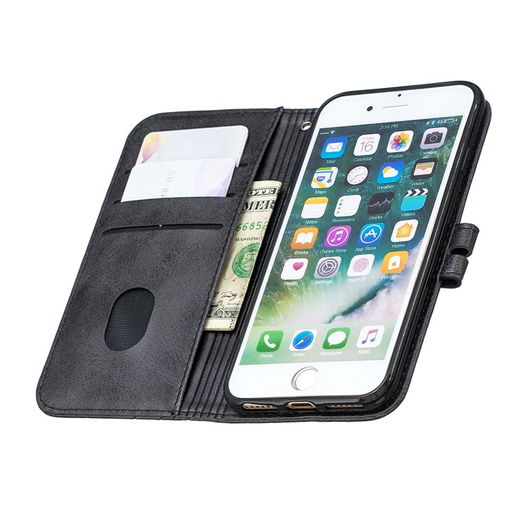 Lederner Standplatzfall Mit Mappenoberteil Für Iphone 6 / 6s / 7/8 4.7 Zoll - Schwarz-8